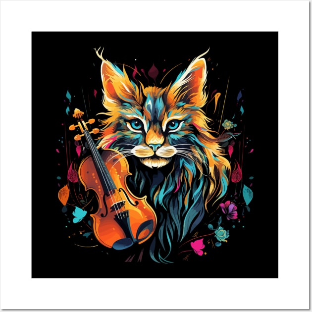 Caracal Playing Violin Wall Art by JH Mart